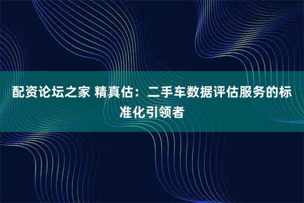 配资论坛之家 精真估：二手车数据评估服务的标准化引领者